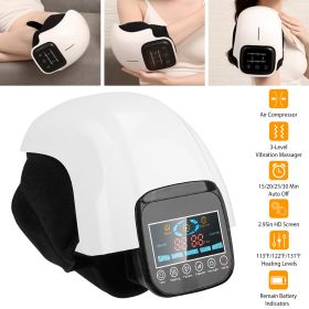 Knee Massager - Air Bag Multi-Frequency Vibration & Heating Function, HD Screen Control, Rechargeable USB, Adjustable Strap - Relieves Knee Pain (Option: White)